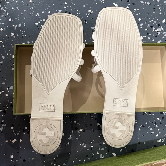 Gucci Women's White Logo Slide Sandals - Picture 3 of 4